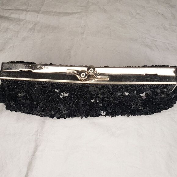 Black Beaded Evening Clutch Purse - Picture 9 of 11